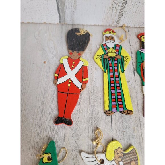 Wooden 3 kings angel tree horse solider star variety ornament‎ Xmas set - Picture 10 of 12